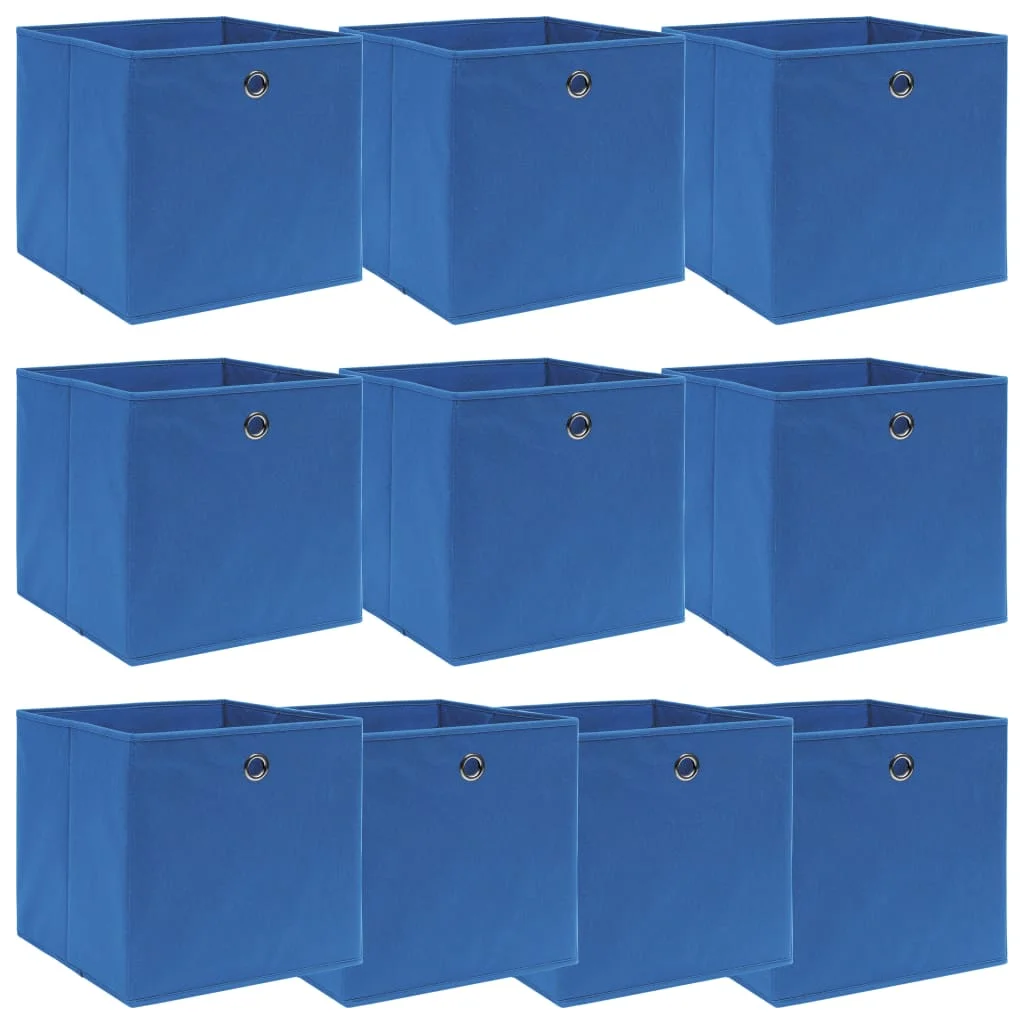 Úložné boxy 10 ks, modré 32x32x32 cm, látka