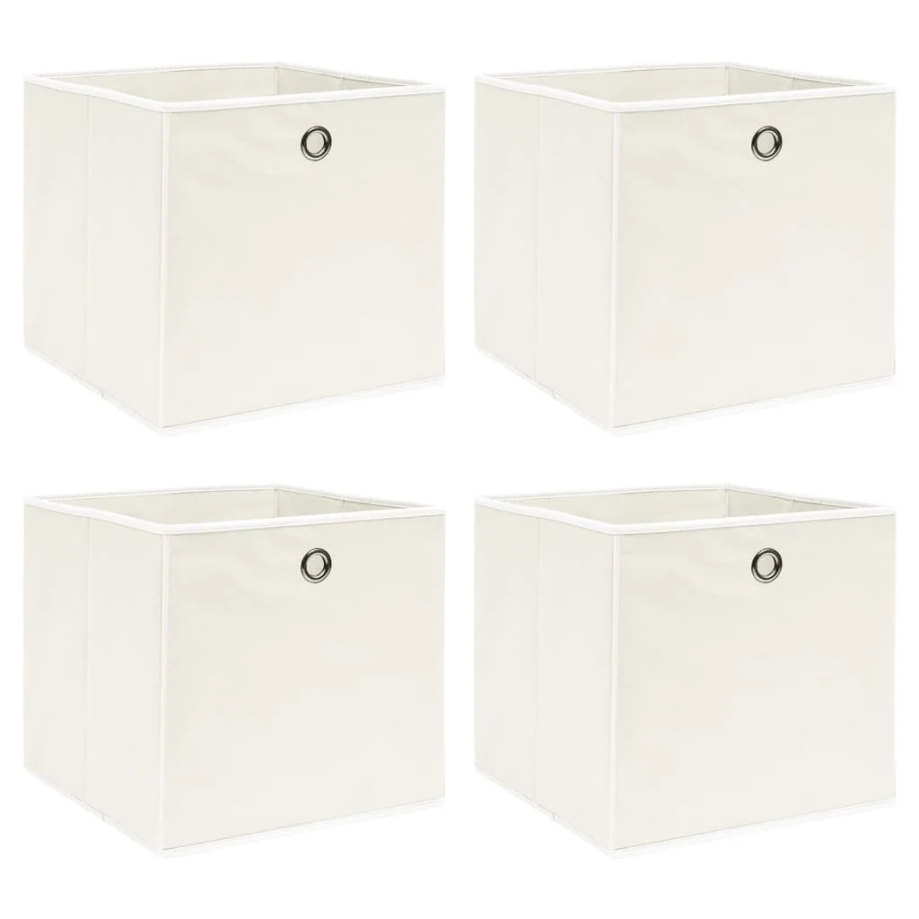 Úložné boxy 4 ks, biele 32x32x32 cm, látka
