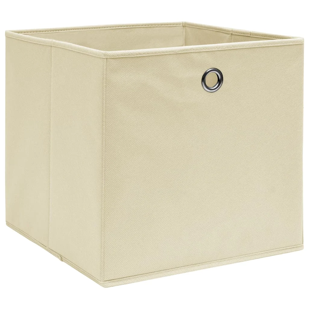 Úložné boxy 10 ks, krémové 32x32x32 cm, látka