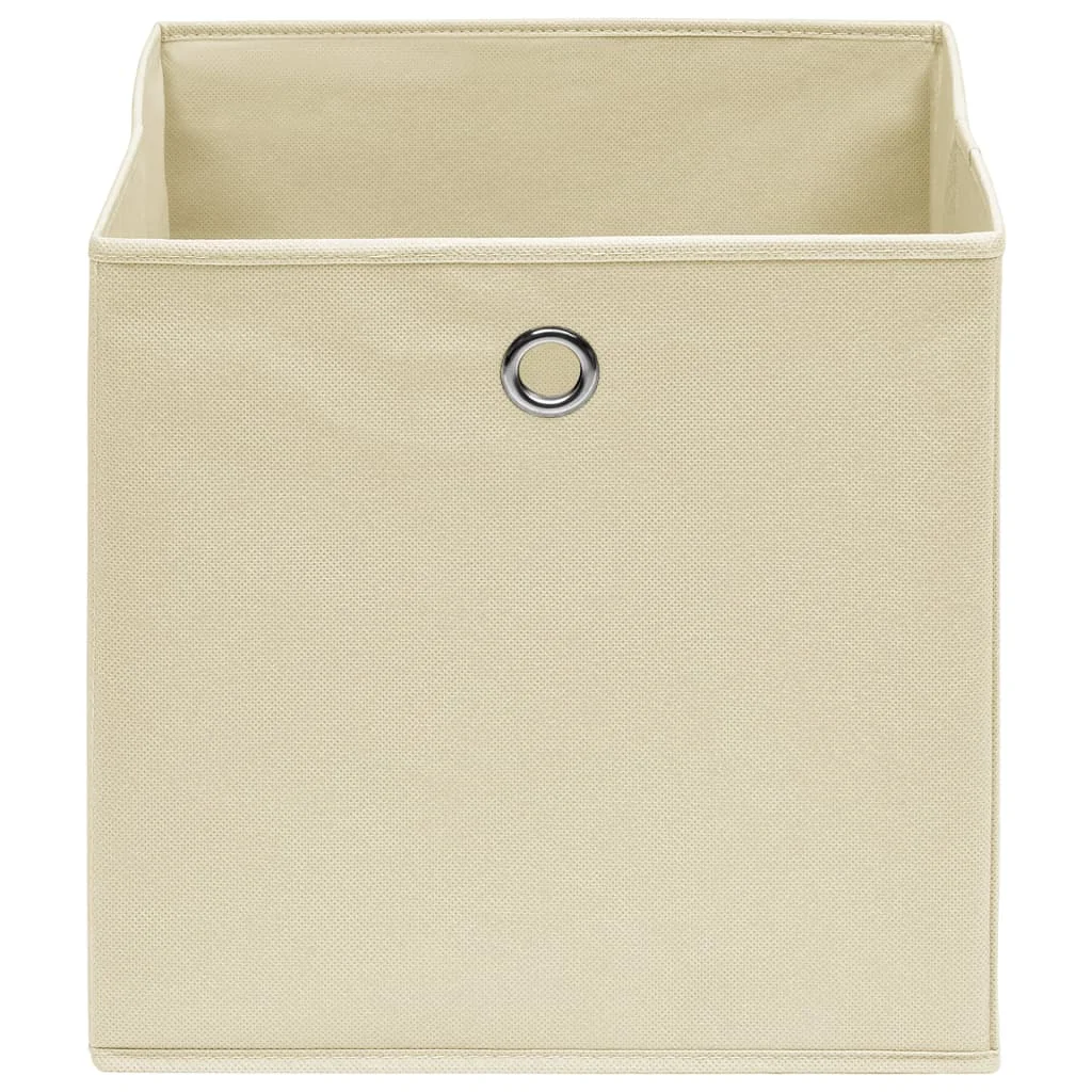 Úložné boxy 10 ks, krémové 32x32x32 cm, látka
