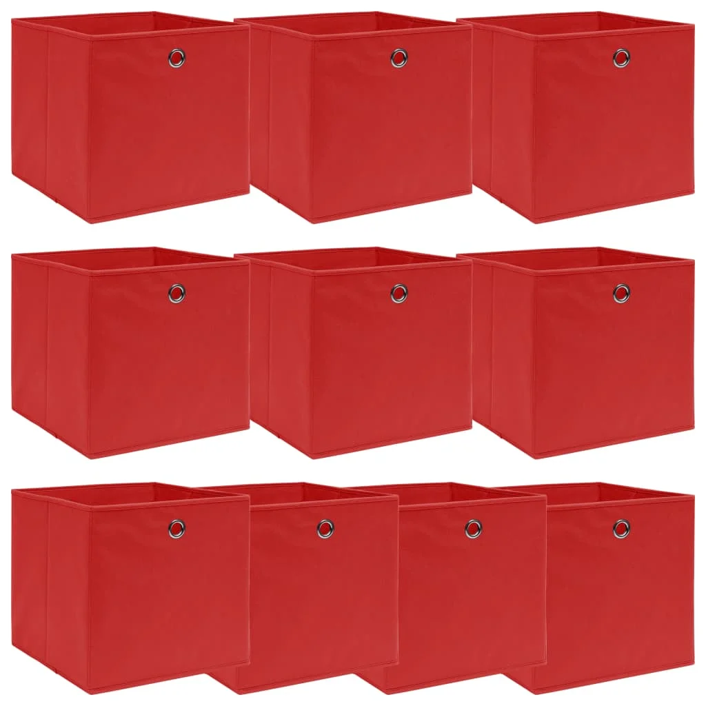Úložné boxy 10 ks, červené 32x32x32 cm, látka