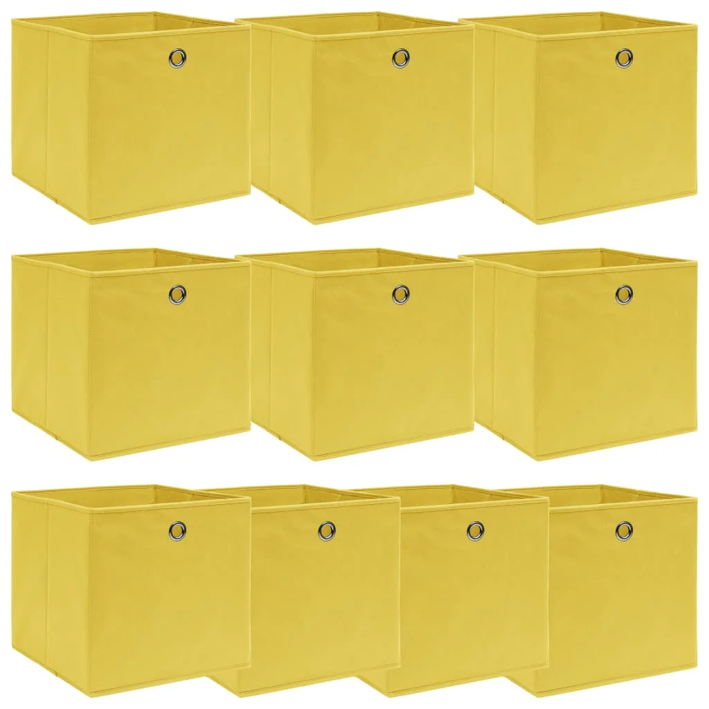 Úložné boxy 10 ks, žlté 32x32x32 cm, látka