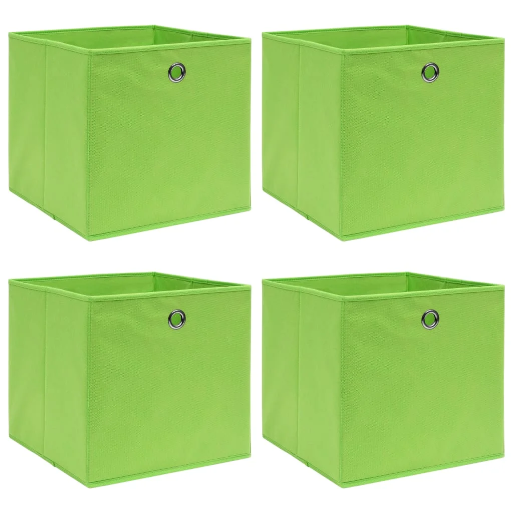 Úložné boxy 4 ks, zelené 32x32x32 cm, látka
