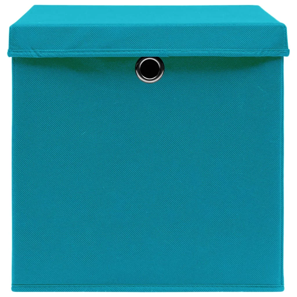  Úložné boxy s vekom 4 ks, svetlomodré 32x32x32 cm, látka