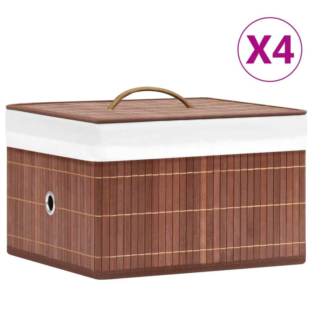 Bambusové úložné boxy 4 ks hnedé