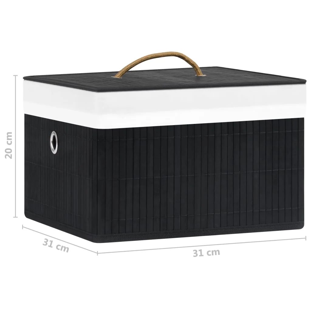 Bambusové úložné boxy 4 ks čierne