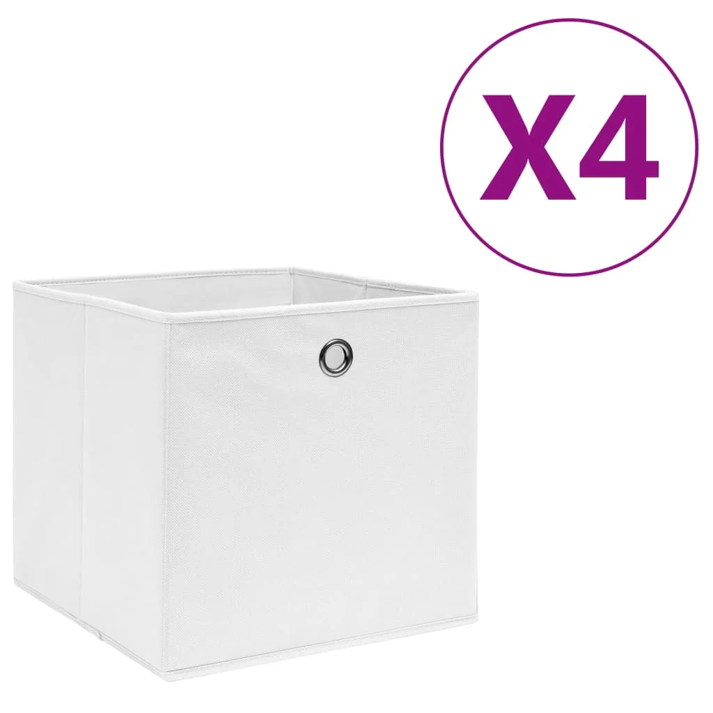 Úložné boxy 4 ks, netkaná textília 28x28x28 cm, biele