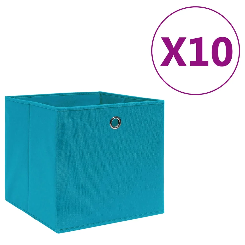Úložné boxy 10 ks, netkaná textília 28x28x28 cm, svetlomodré