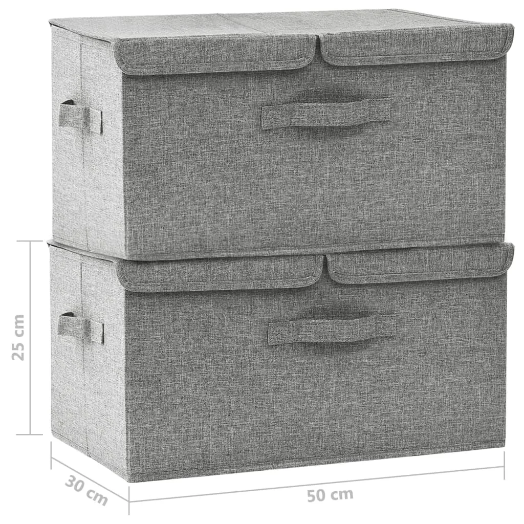 Úložné boxy 2 ks látkové 50x30x25 cm sivé