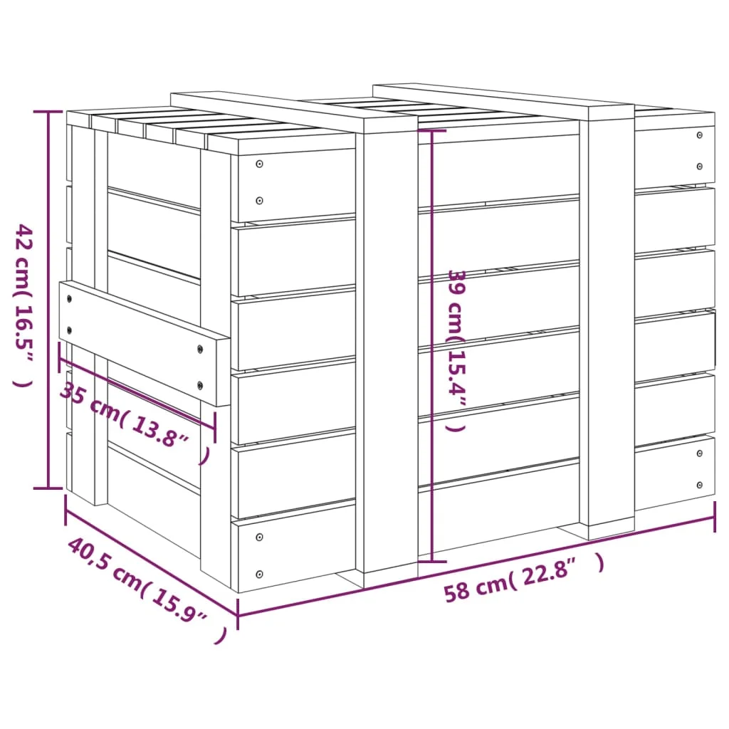 Úložný box čierny 58x40,5x42 cm masívna borovica