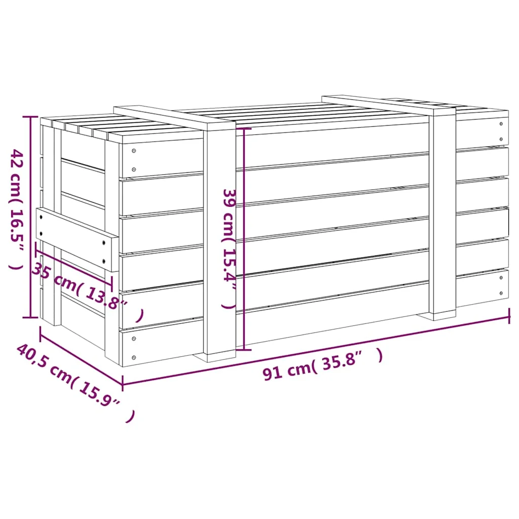 Úložný box 91x40,5x42 cm masívna borovica