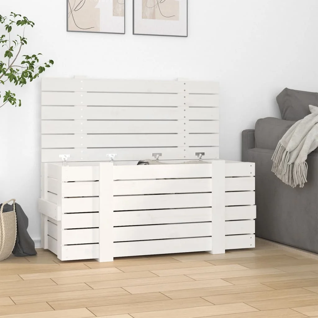 Úložný box biely 91x40,5x42 cm masívna borovica