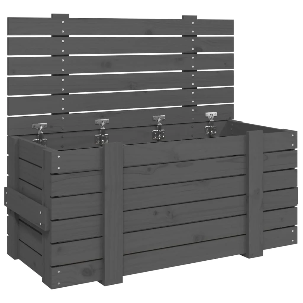 Úložný box sivý 91x40,5x42 cm masívna borovica