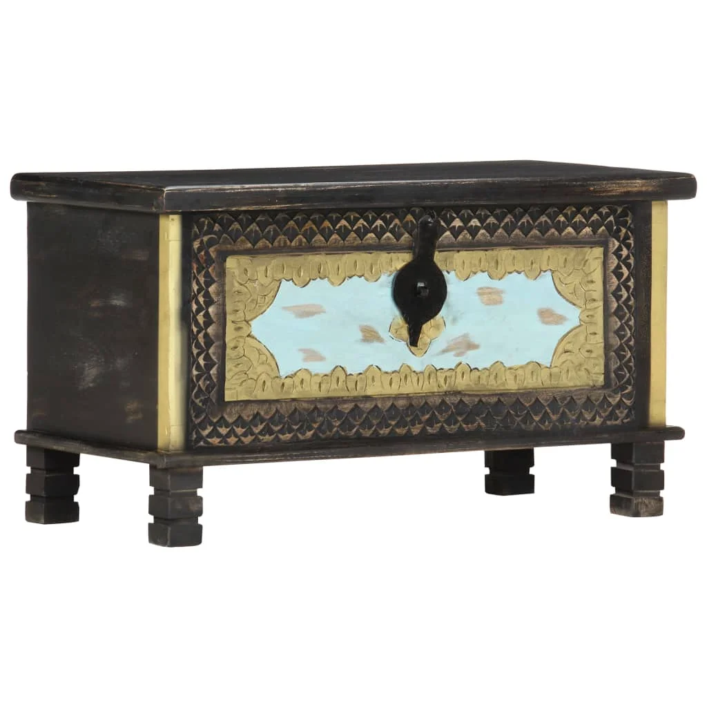 Úložná truhlica čierna 80x40x45 cm masívne mangovníkové drevo