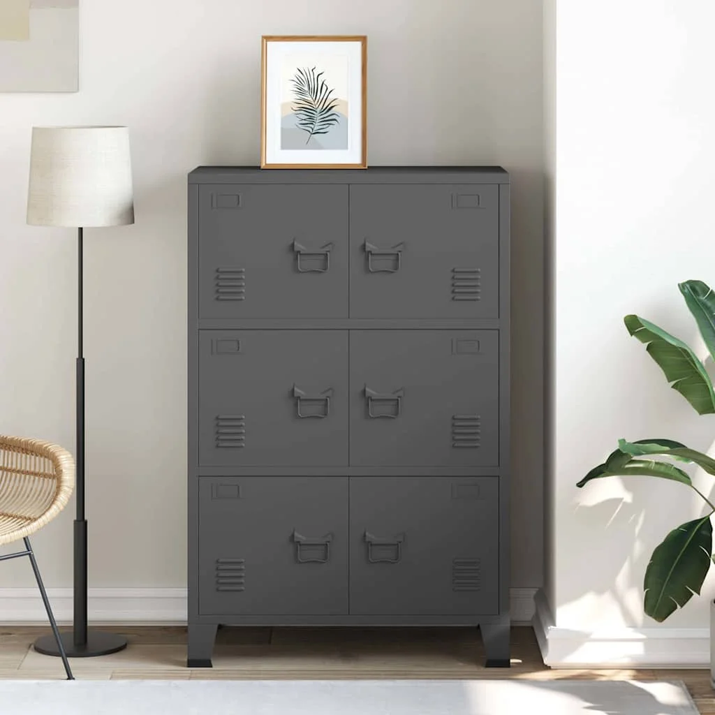 Industriálna úložná skrinka, antracitová 75x40x115 cm, kov