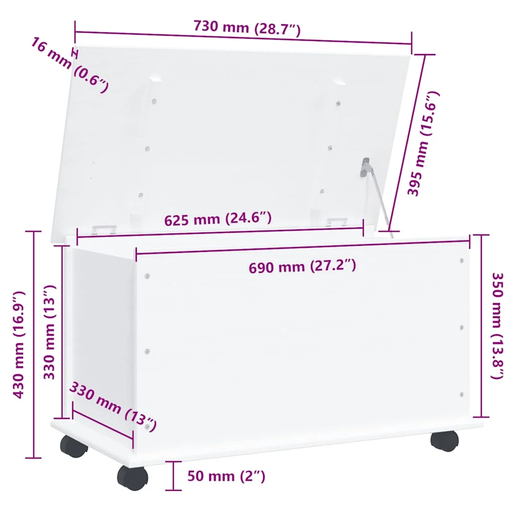 Zásuvková skrinka s kolieskami ALTA biela 73x39,5x43cm borovica