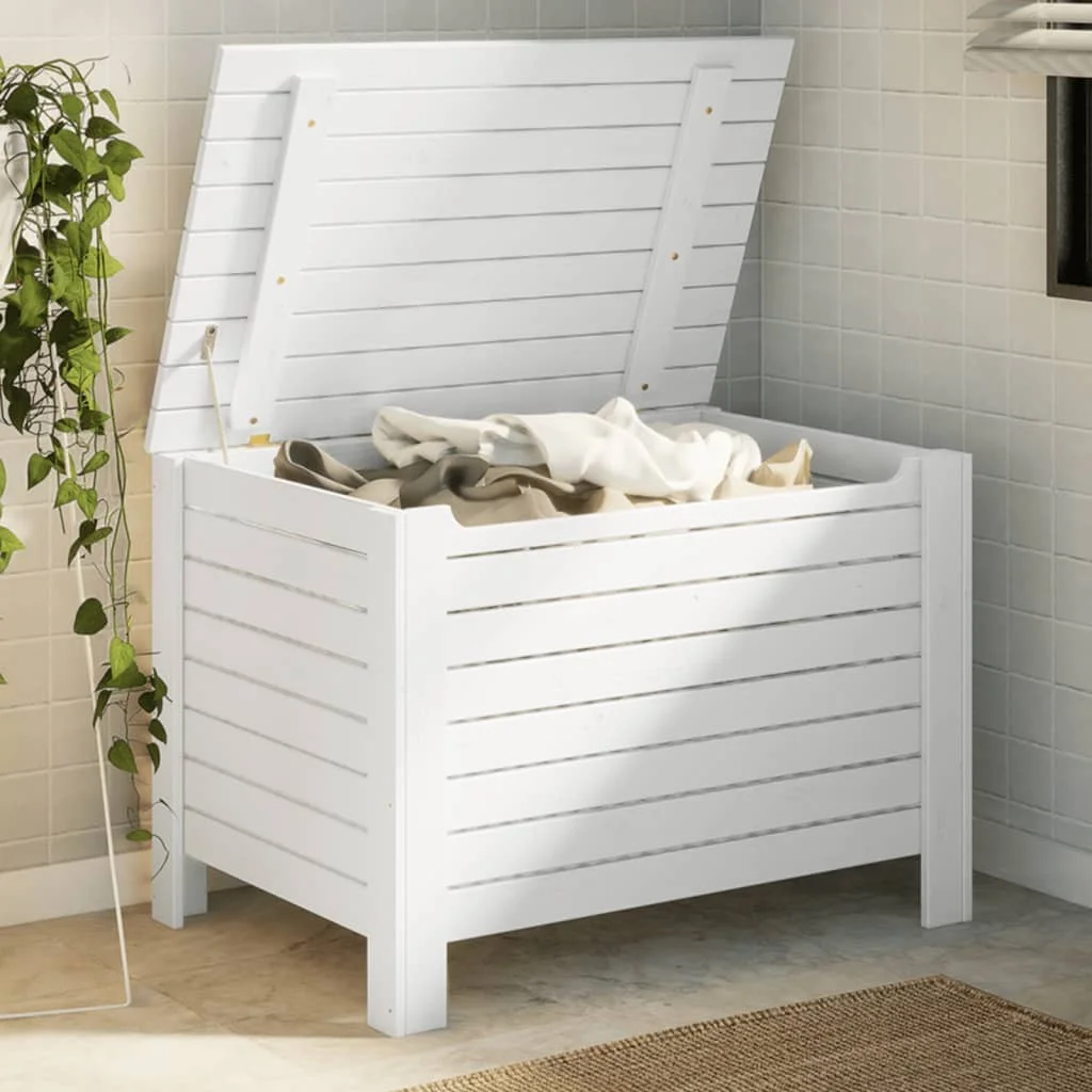 Úložný box s vekom RANA biely 80x49x54 cm borovicový masív