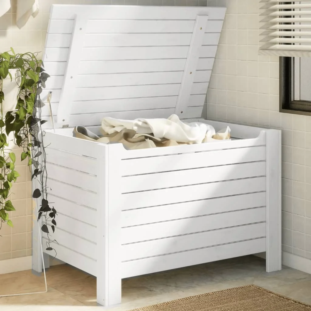 Úložný box s vekom RANA biely 100x49x54 cm borovicový masív