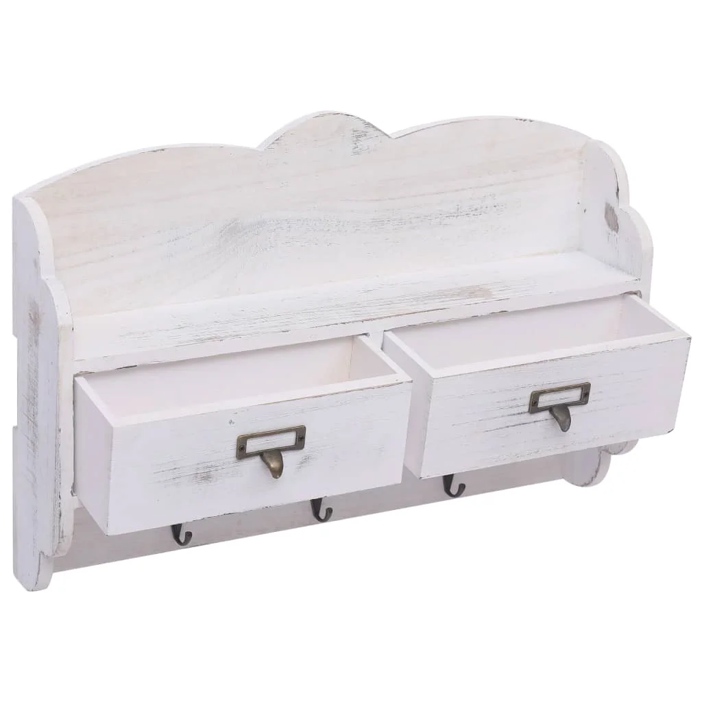 Nástenný vešiak biely 50x10x34 cm drevený