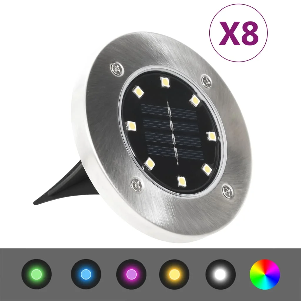 Zapustené solárne svetlá do zeme 8 ks, LED svetlá, RGB farby