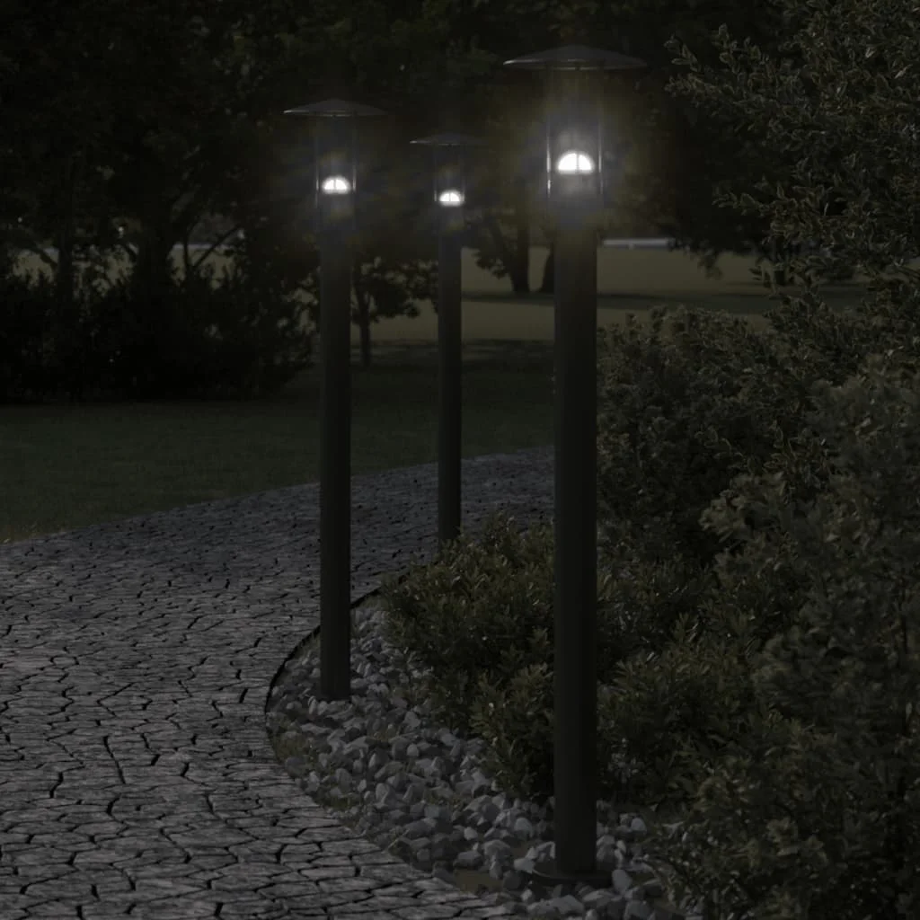 Vonkajšie stojace lampy 3 ks čierne 100 cm nehrdzavejúca oceľ