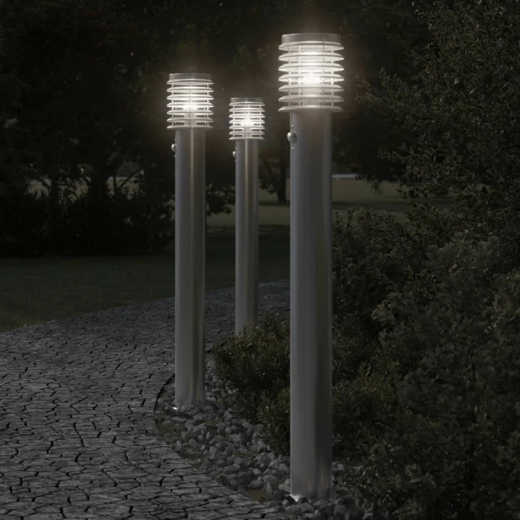 Vonkajšia stojaca lampa senzor strieborná 110 cm nehrdzav. oceľ