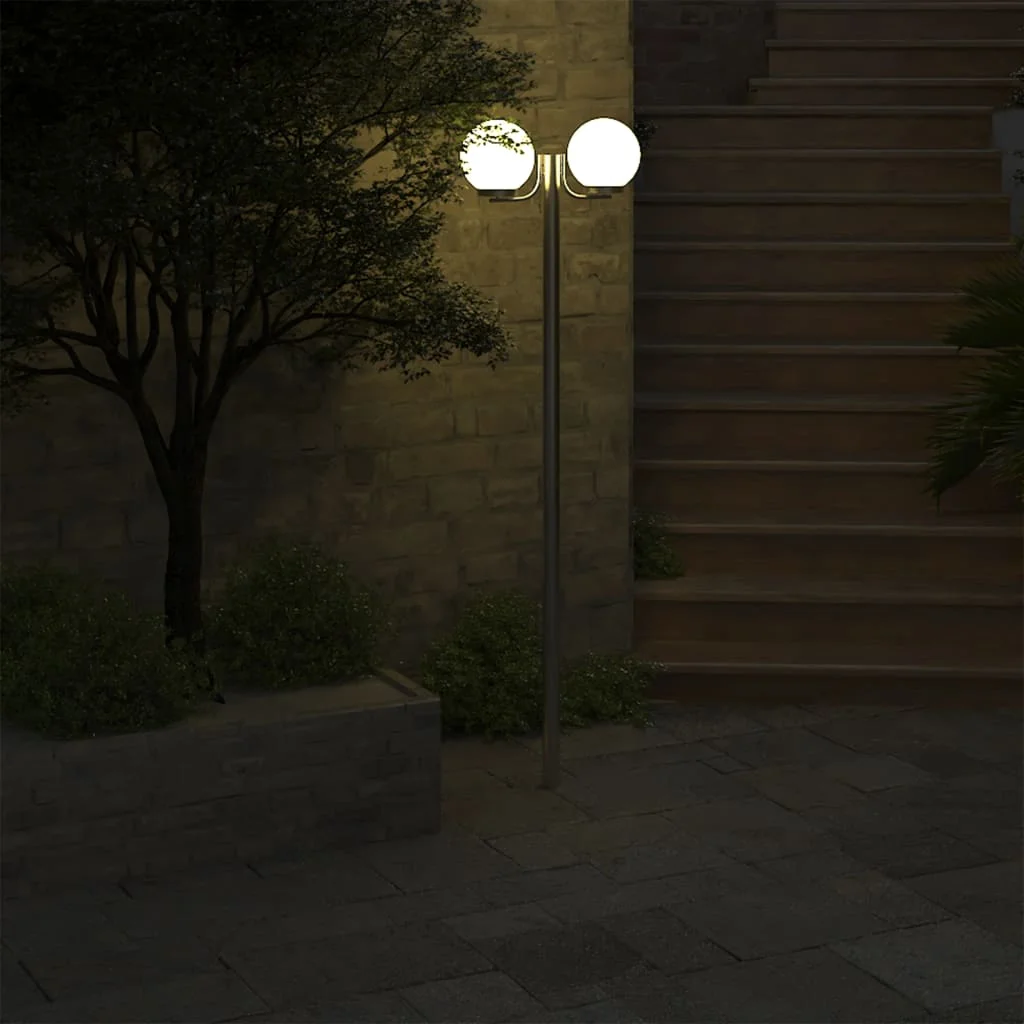 Záhradné svietidlo so stĺpikom, 2 lampy 220 cm