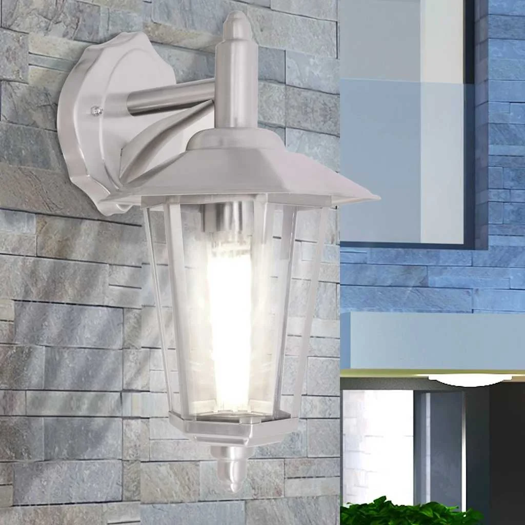 Vonkajší nástenný lampáš, nerezová oceľ