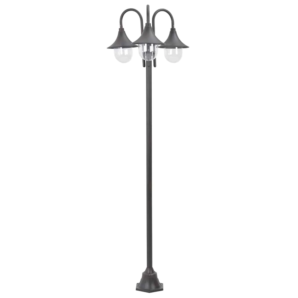 Záhradná stĺpová lampa E27 220 cm hliníková 3-lampáše bronzová