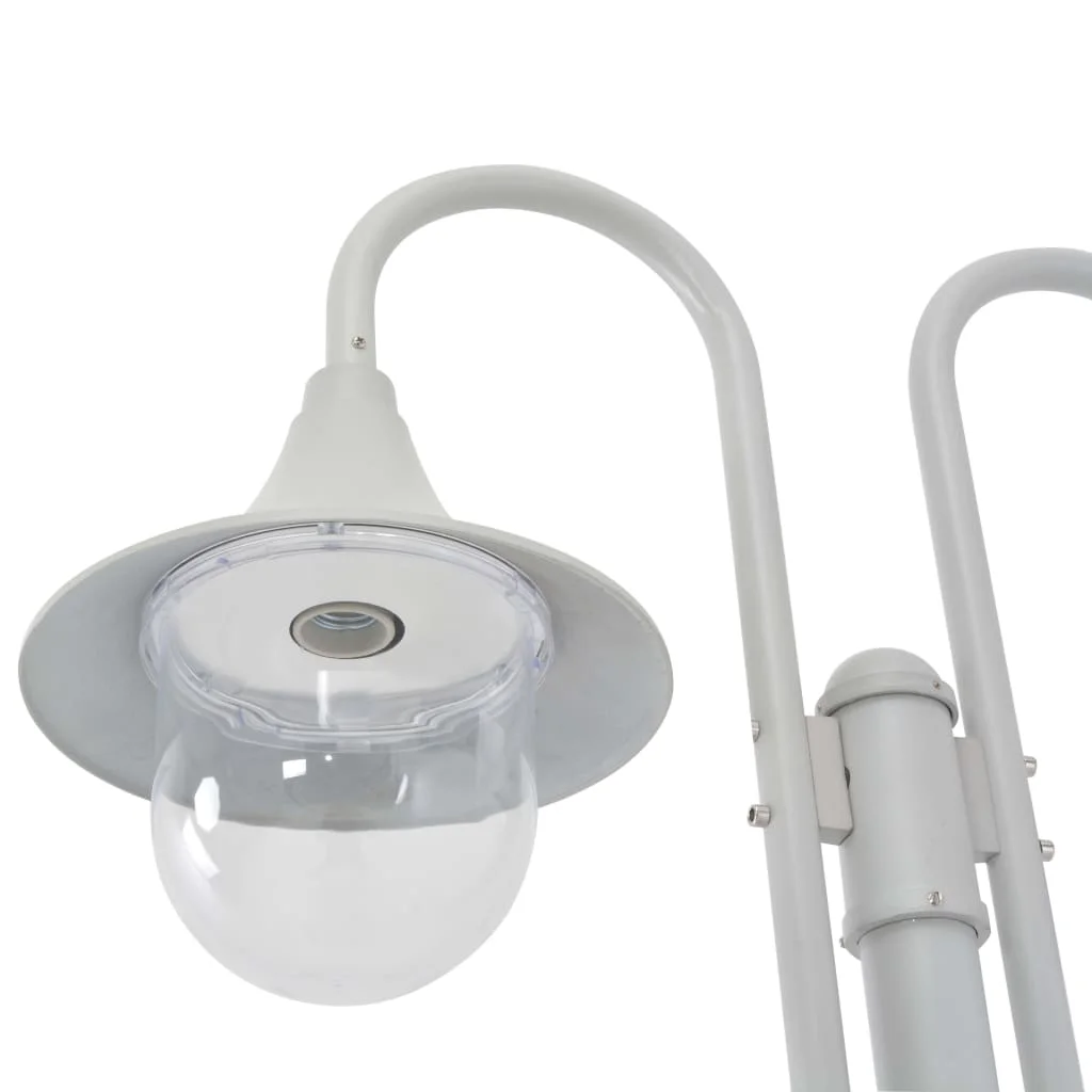 Záhradná stĺpová lampa E27 220 cm hliníková 2 lampáše biela