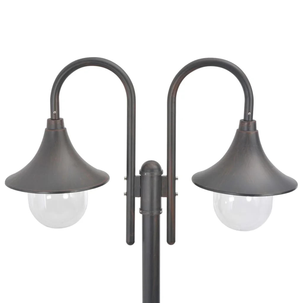 Záhradná stĺpová lampa E27 220 cm hliníková 2-lampáše bronzová