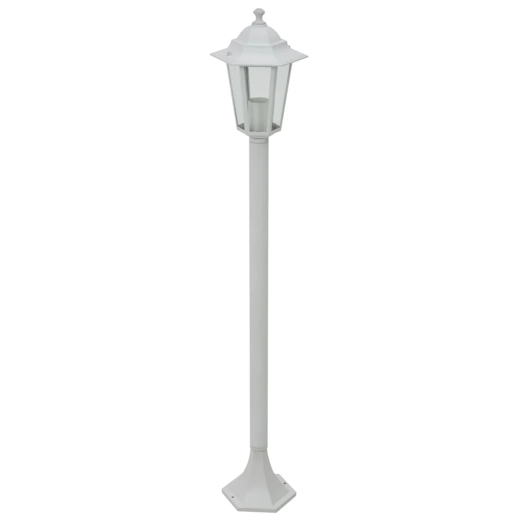 Záhradné stĺpové lampy 6 ks E27 110 cm hliníkové biele