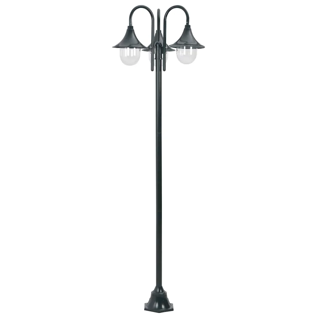 Záhradná stĺpová lampa E27 220 cm hliníková 3-lampáše tmavozelená