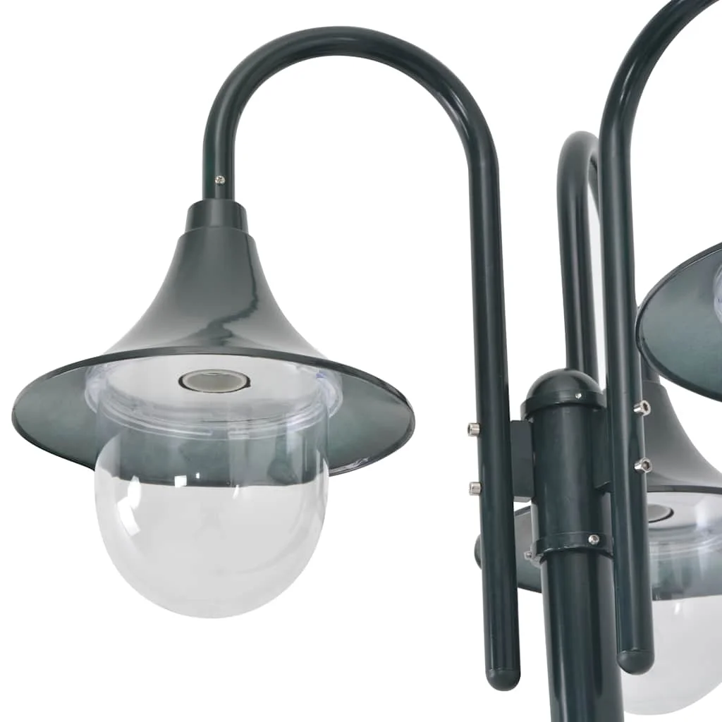 Záhradná stĺpová lampa E27 220 cm hliníková 3-lampáše tmavozelená