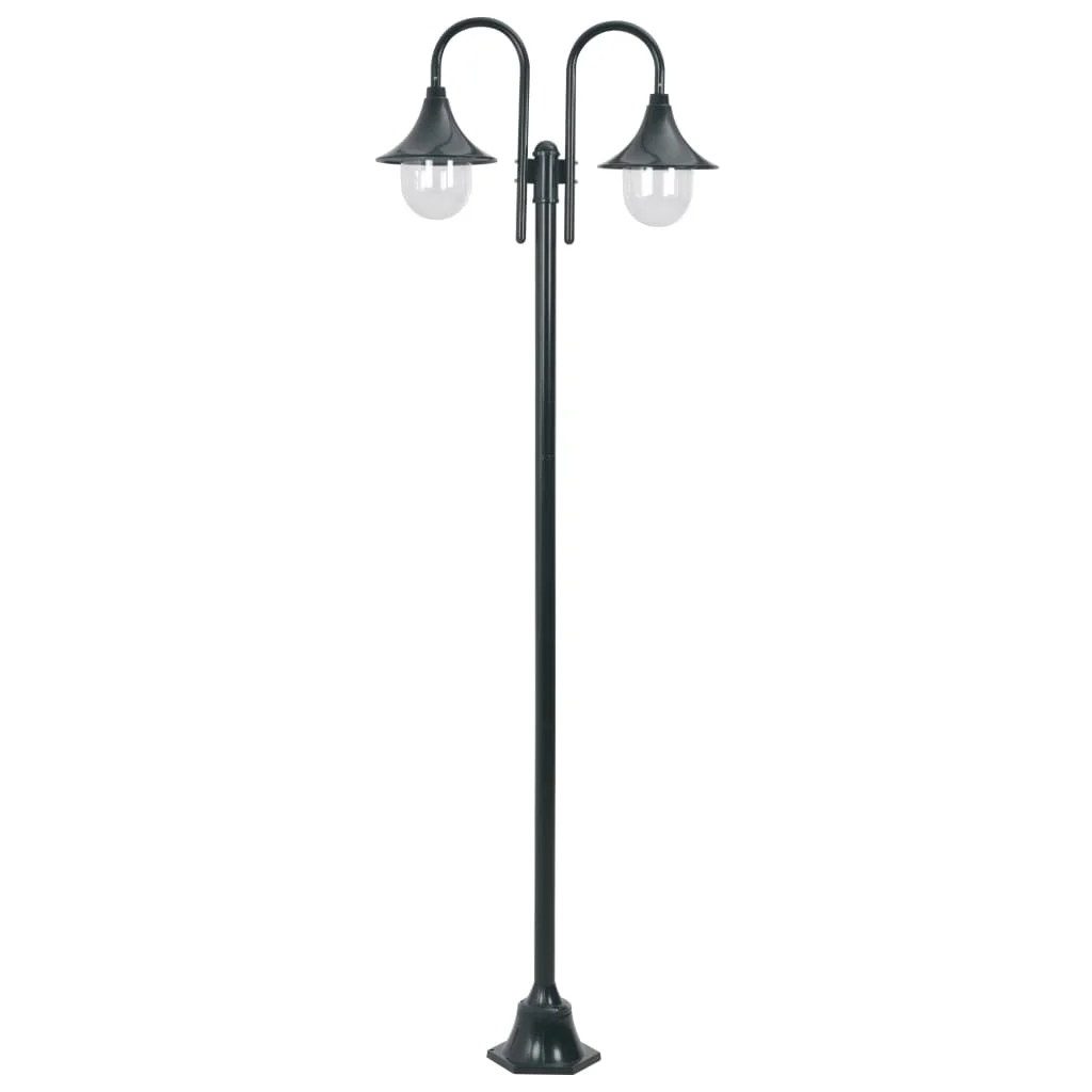 Záhradná stĺpová lampa E27 220 cm hliník 2-lampáše tmavozelená