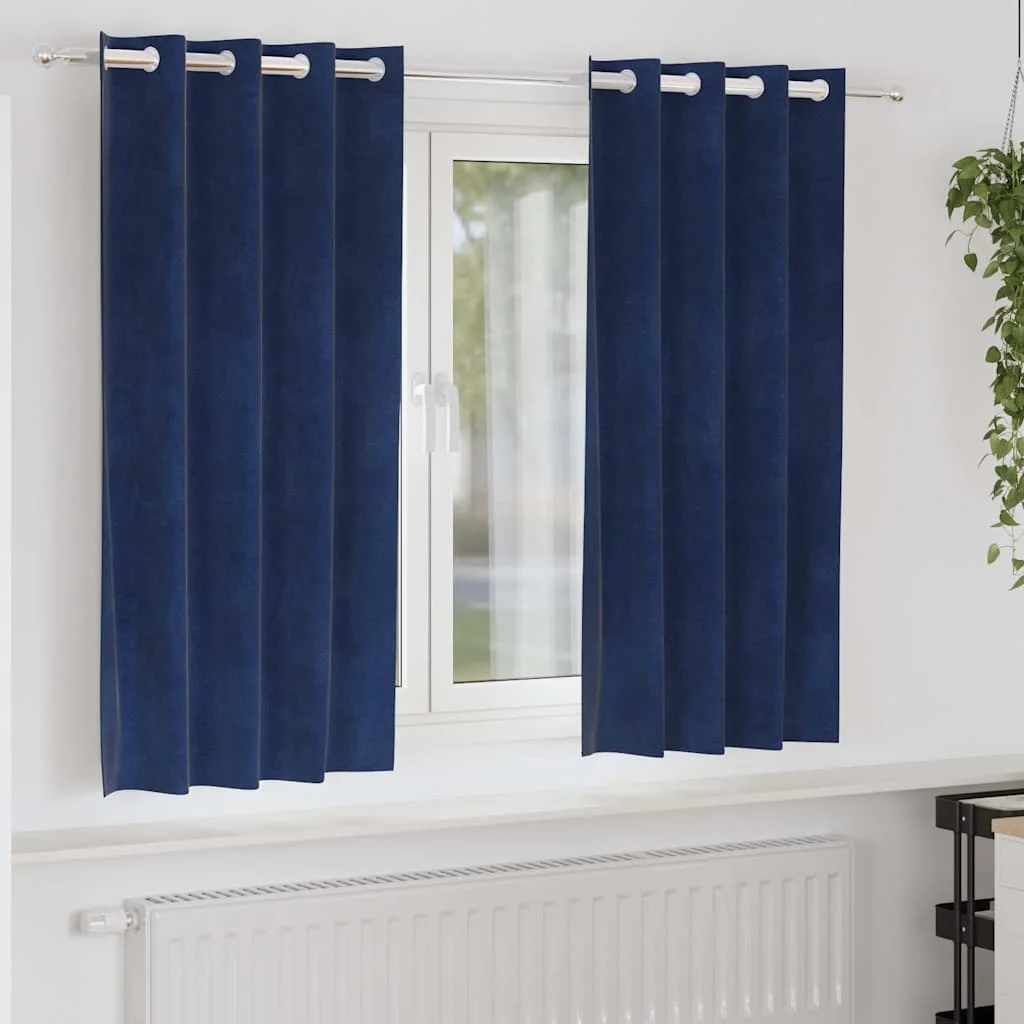 Zatemňovacie závesy 2 pcs Tmavomodrá 140 x 175 cm Zamat