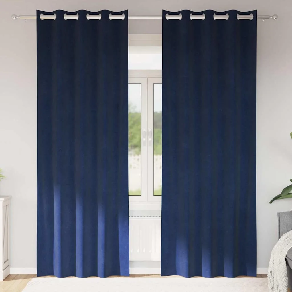 Zatemňovacie závesy 2 pcs Tmavomodrá 140 x 225 cm Zamat