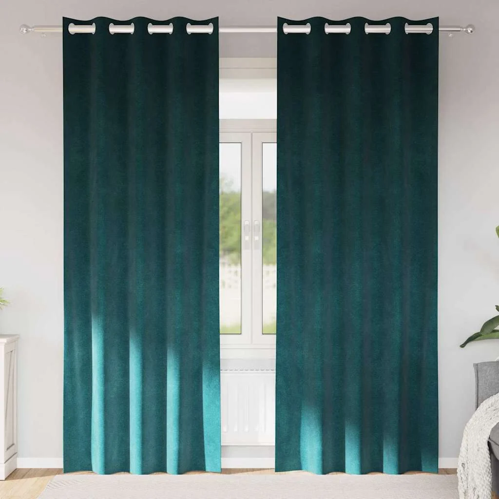 Zatemňovacie závesy 2 pcs Tmavozelená 140 x 225 cm Zamat