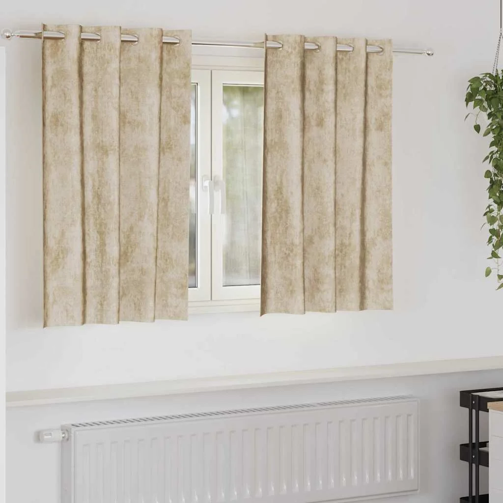 Sametové závesy so záclonami 2 pcs Krémová 140 x 140 cm Zamat