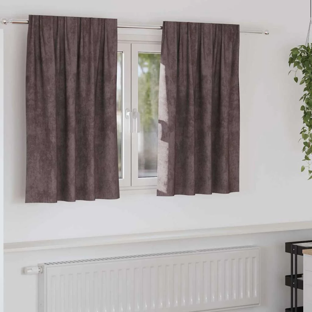 Sametové závesy so záclonami 2 pcs Hnedá 140 x 140 cm Zamat