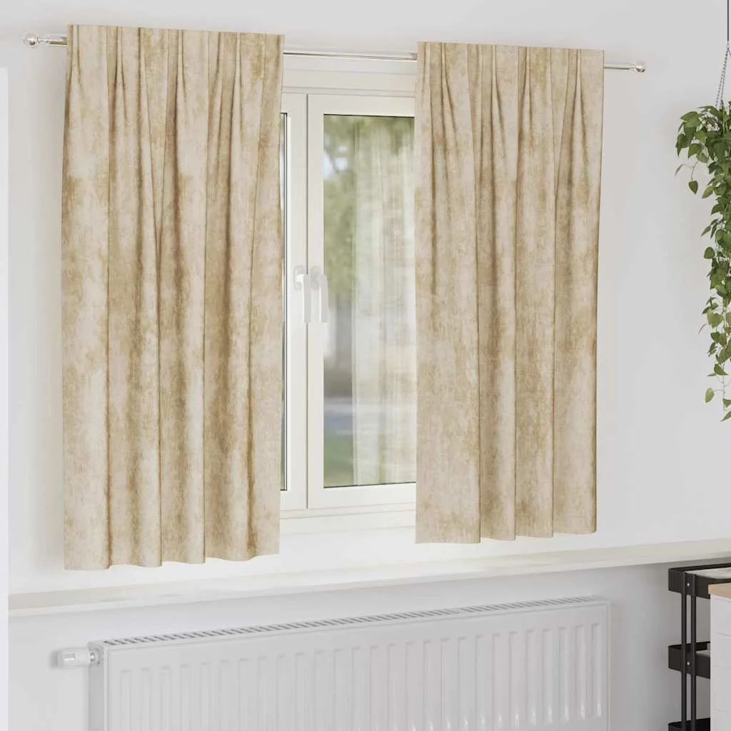 Sametové závesy so záclonami 2 pcs Krémová 175 x 140 cm Zamat