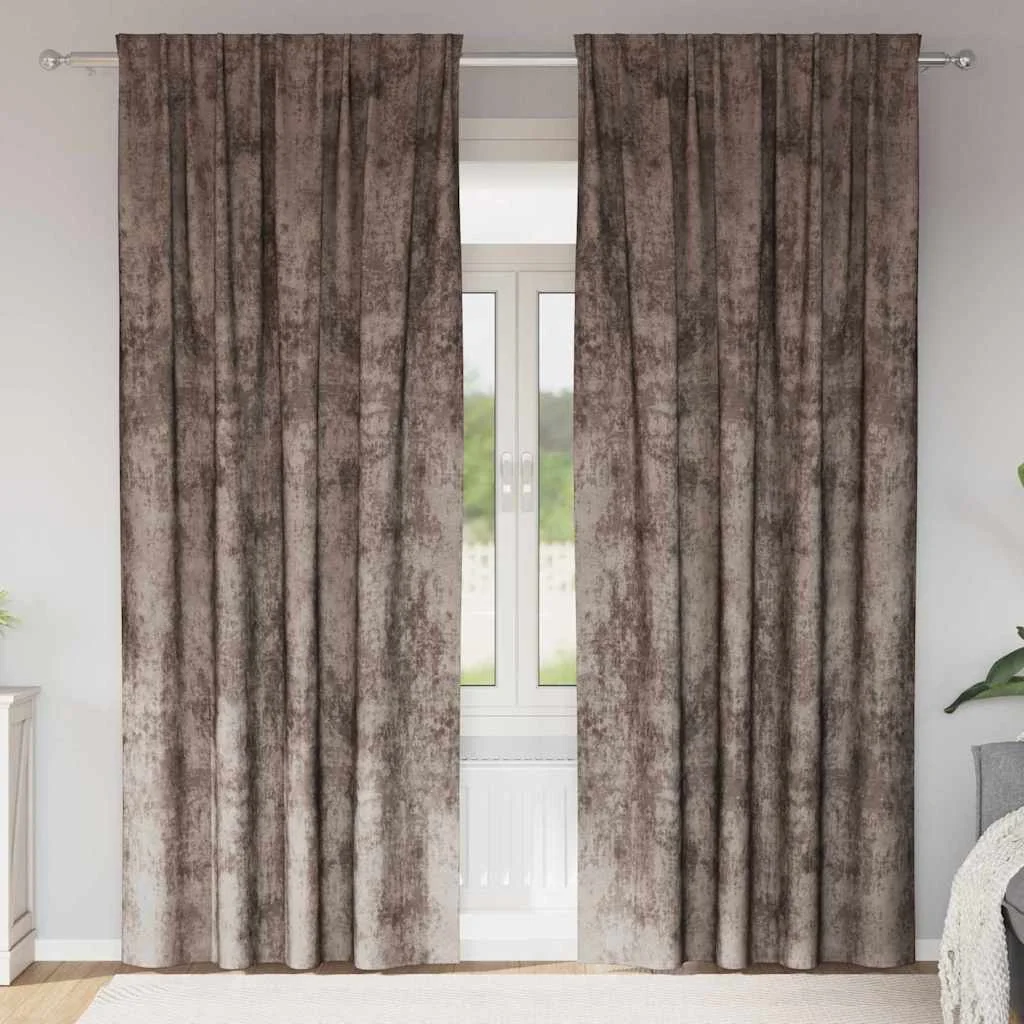 Sametové závesy 2 pcs Kapučínová 260 x 140 cm Zamat