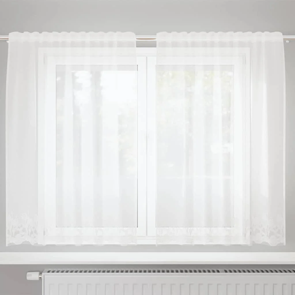 Čipková záclona so záclonami Biela 180 x 150 cm Polyester