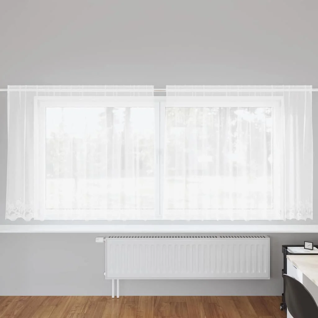 Čipková záclona so záclonami Biela 180 x 300 cm Polyester