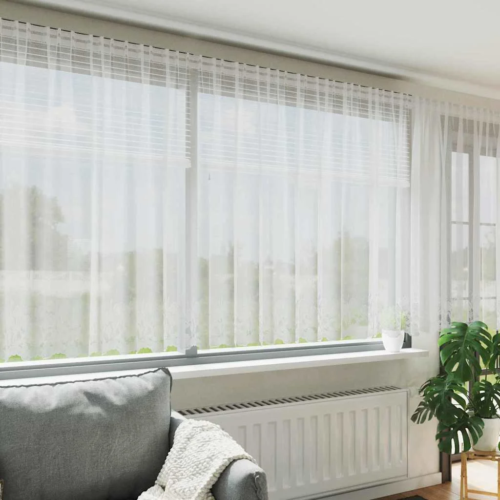 Čipková záclona so záclonami Biela 140x900cm Polyester
