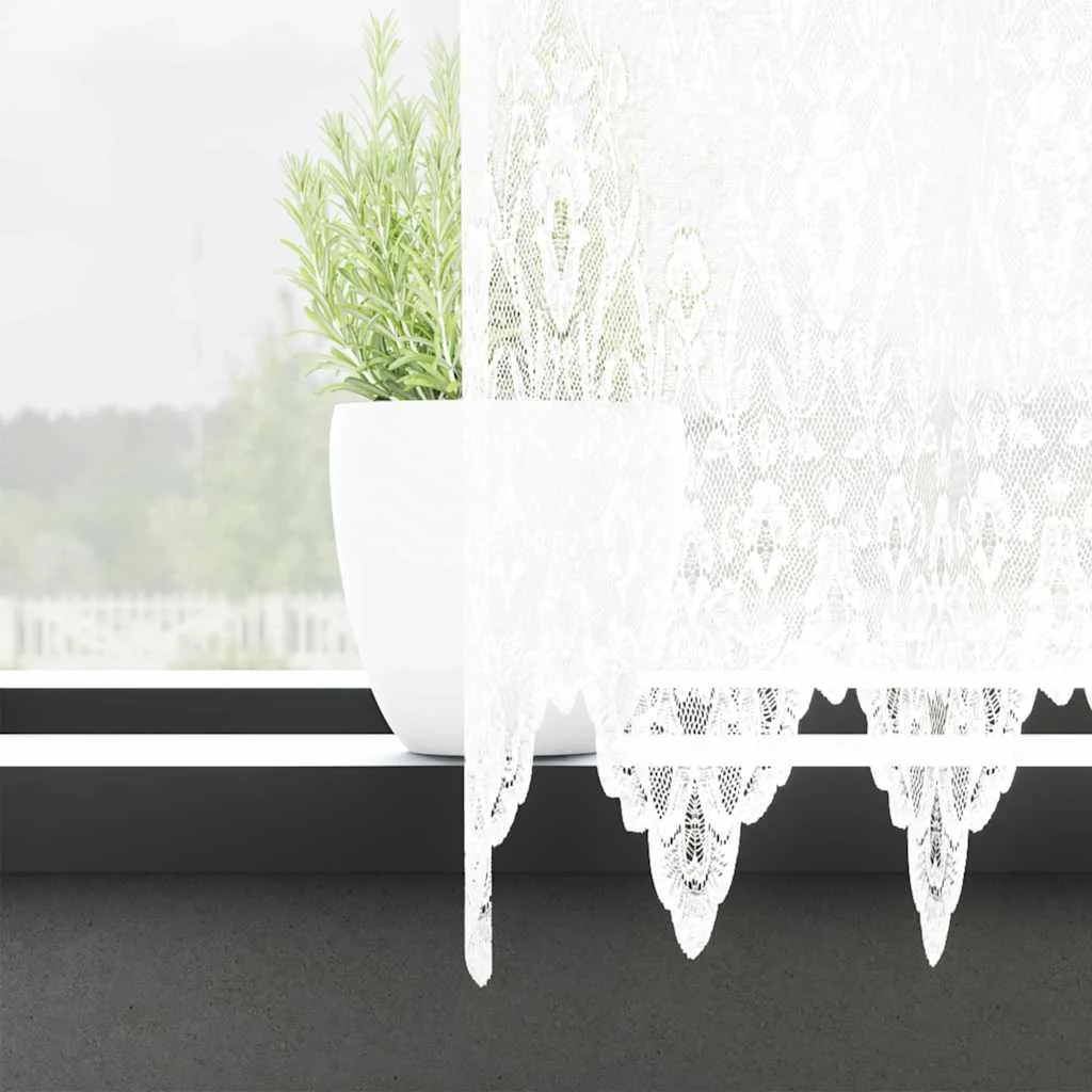 Čipková záclona so záclonami Biela 245 x 750 cm Polyester