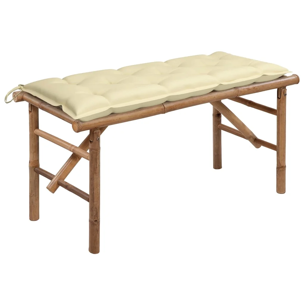 Skladacia záhradná lavička s podložkou 118 cm bambus