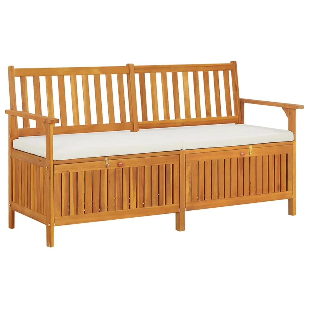 Úložná lavica s vankúšom 148 cm masívne akáciové drevo