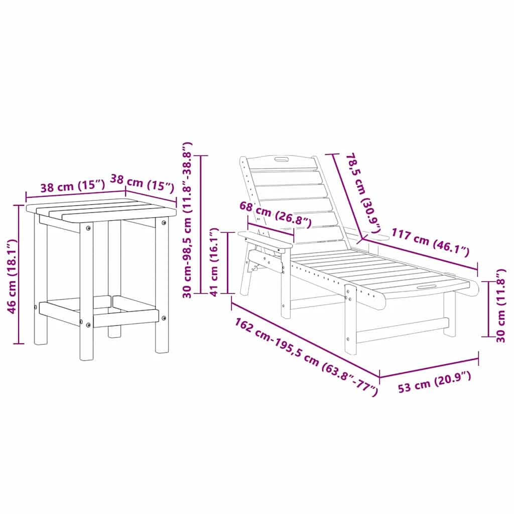 Záhradný lounge nábytok 3 pcs Čierna 38 x 38 x 46cm Polyetylén