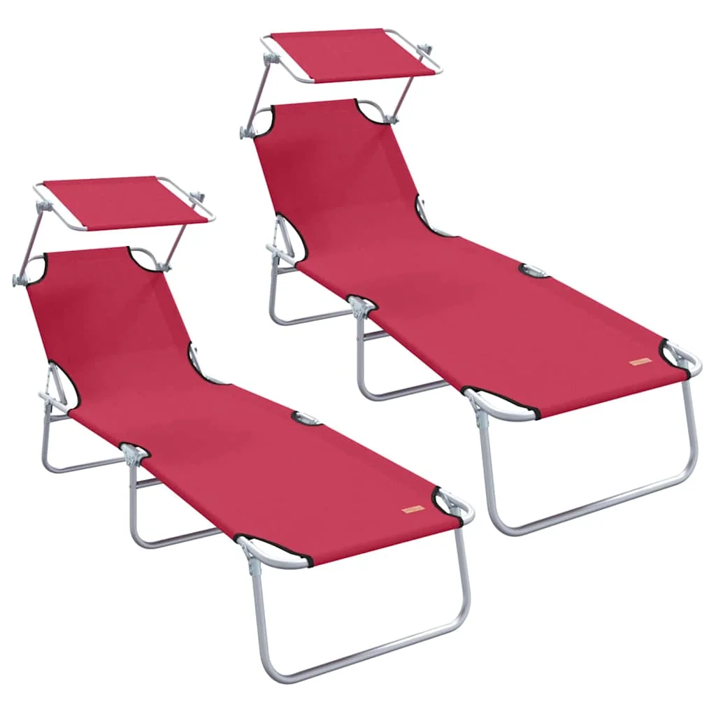 Lehátko 2-osoba 2 pcs Červená 58 x 188 x 77 cm látka